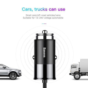 Planet Gates Baseus 4.8A USB Car Charger For iPhone Samsung Xiaomi mi Fast Car Charging Mobile Phone Charger With Spring 2 in 1 USB Cable