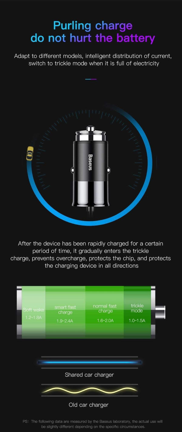 Planet Gates Baseus 4.8A USB Car Charger For iPhone Samsung Xiaomi mi Fast Car Charging Mobile Phone Charger With Spring 2 in 1 USB Cable