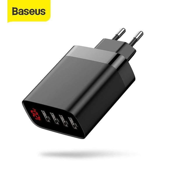 Baseus 4 Ports USB Charger 30W 5V/6A Max Phone Charger with Digital Display Portable Charger For Phone