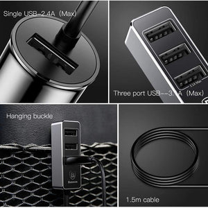 Baseus 4 USB Fast Car Charger For iPhone iPad Samsung Tablet Mobile Phone Charger 5V 5.5A Car USB Charger Adapter Car-Charger