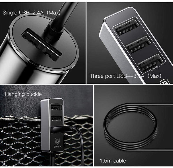 Planet Gates Baseus 4 USB Fast Car Charger For iPhone iPad Samsung Tablet Mobile Phone Charger 5V 5.5A Car USB Charger Car-Charger
