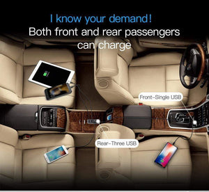 Planet Gates Baseus 4 USB Fast Car Charger For iPhone iPad Samsung Tablet Mobile Phone Charger 5V 5.5A Car USB Charger Car-Charger