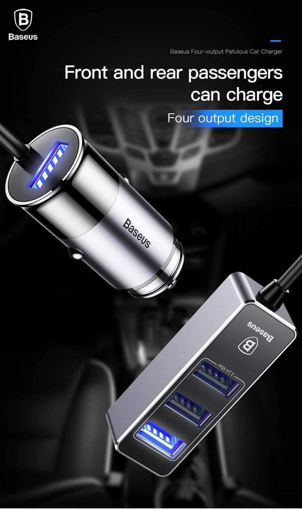 Planet Gates Baseus 4 USB Fast Car Charger For iPhone iPad Samsung Tablet Mobile Phone Charger 5V 5.5A Car USB Charger Car-Charger