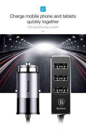 Planet Gates Baseus 4 USB Fast Car Charger For iPhone iPad Samsung Tablet Mobile Phone Charger 5V 5.5A Car USB Charger Car-Charger