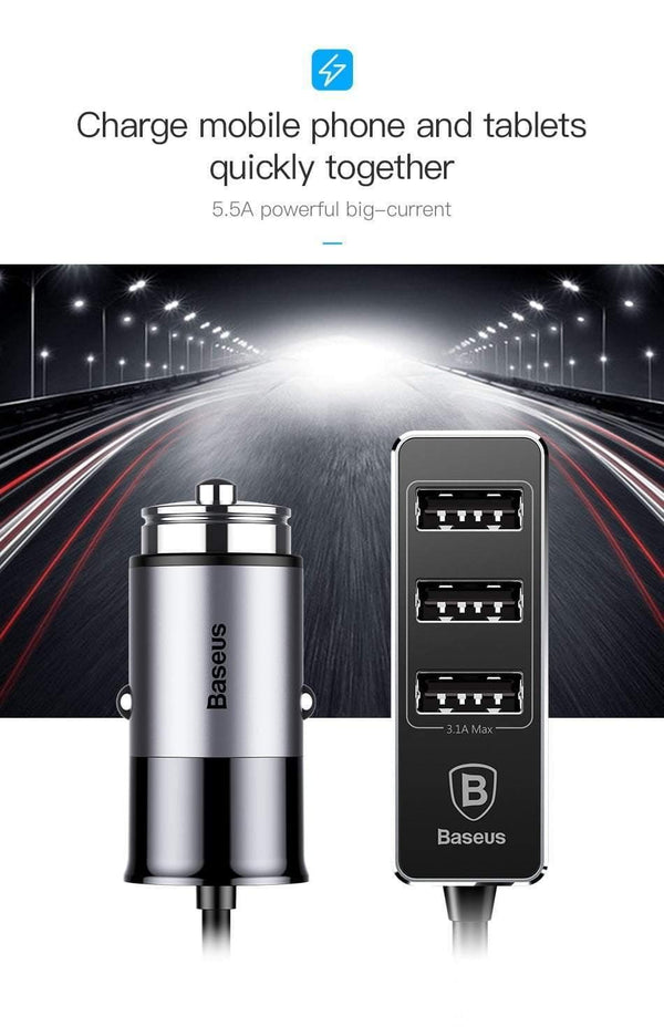 Planet Gates Baseus 4 USB Fast Car Charger For iPhone iPad Samsung Tablet Mobile Phone Charger 5V 5.5A Car USB Charger Car-Charger