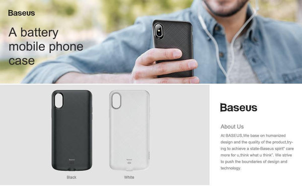 Planet Gates Baseus 4000mAh Battery Case For iPhone XS X Power Bank Charging Case External Battery Charger Case For iPhone Xs X S Back Cover