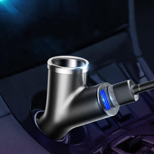 Baseus 40W Car Charger for Universal Mobile Phone Dual USB Car Cigarette Lighter Slot for Tablet GPS 3 Devices Car Phone Charger (Black)