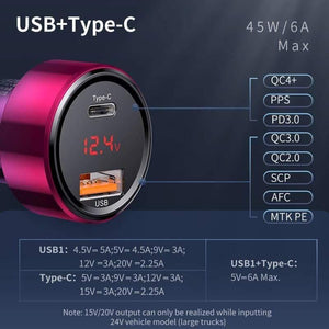 Baseus 45W Quick Charge 4.0 3.0 USB Car Charger for Xiaomi Mi Huawei Supercharge SCP QC4.0 QC3.0 Fast PD USB C Car Phone Charger