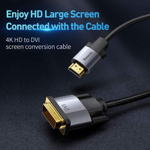 Baseus 4KHD DVI to HDMI Cable Male to Male Two-way HDMI to DVI Adapter Converter for PS4 PC HDTV Projector