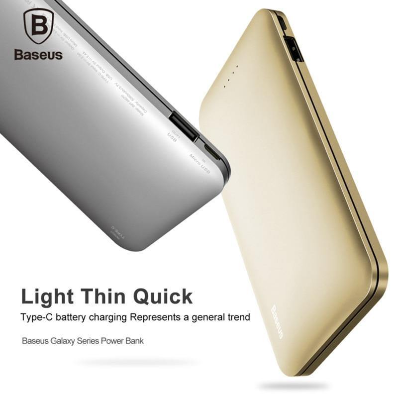 Planet Gates Baseus 5000mAh Power Bank Dual USB Input fast Charge Portable External Battery Charging For iphone 7 samsung S8 huawei xiaomi