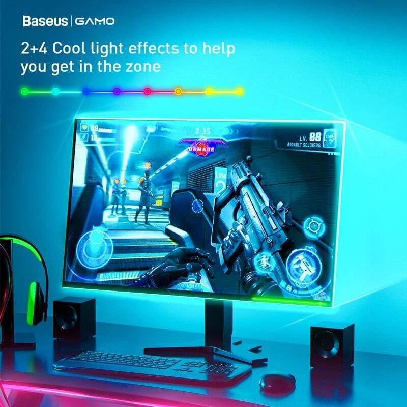 Baseus 5M LED Strip Light RGB 5050 Flexible LED Gaming Light Tape Ribbon 12V DIY Aura Sync Lighting For PC Computer Mid Tower (1.5M Black 0-5W)