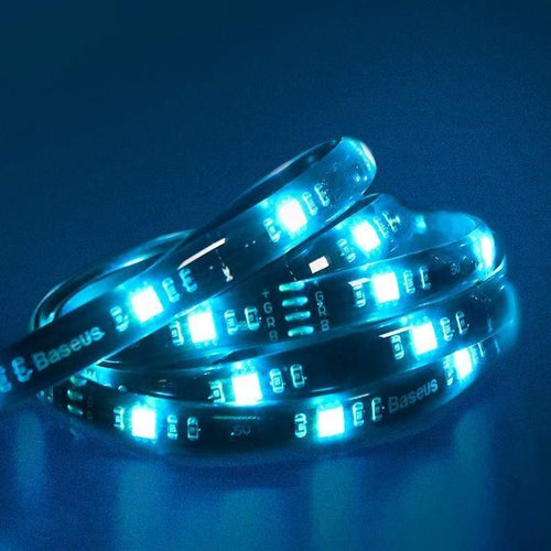 Baseus 5M LED Strip Light RGB 5050 Flexible LED Gaming Light Tape Ribbon 12V DIY Aura Sync Lighting For PC Computer Mid Tower (1.5M Black 0-5W)