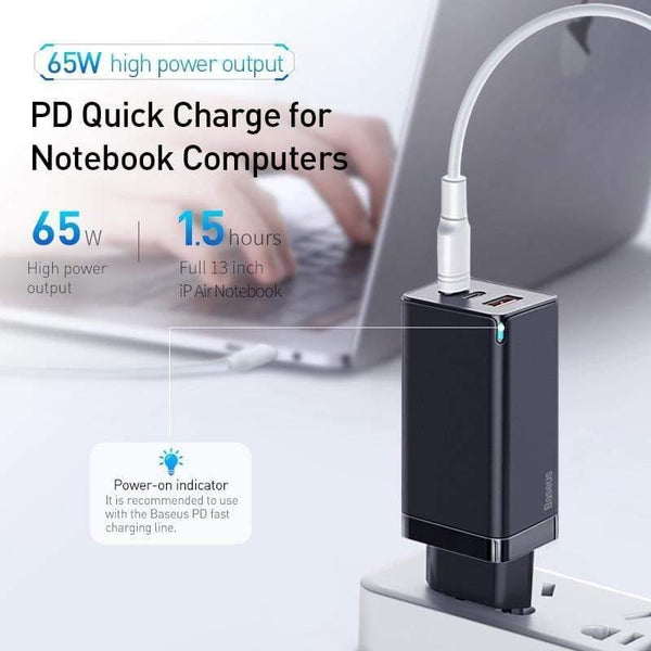 Baseus 65W GaN Charger Quick Charge 4.0 3.0 Type C PD Fast Charger 3 Port USB Charger with QC 4.0 3.0 Portable Phone Charger