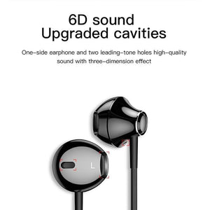 Baseus 6D Stereo In-ear Earphone Headphones Wired Control Bass Sound Earbuds for Xiaomi 3.5mm Type c Earphones