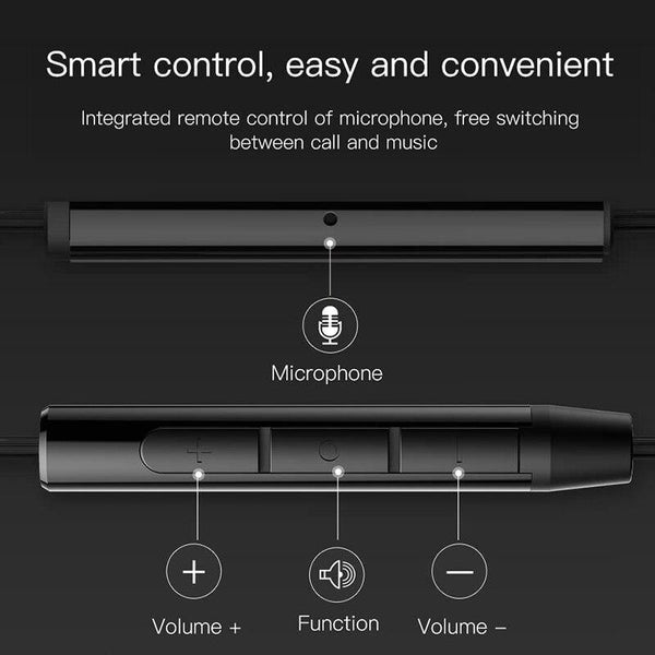 Baseus 6D Stereo In-ear Earphone Headphones Wired Control Bass Sound Earbuds for Xiaomi 3.5mm Type c Earphones