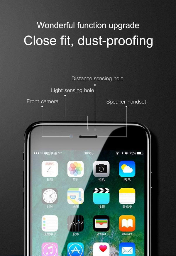 Planet Gates Baseus 7D Screen Protector Tempered Glass For iPhone 8 7 Plus 0.3mm Front Curved Full Cover Edge Toughened Protective Glass Film