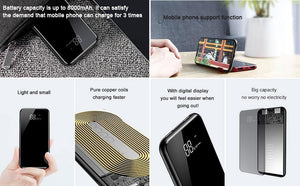 Planet Gates Baseus 8000mAh QI Wireless Charger Power Bank For iPhone Samsung Powerbank Dual USB Charger Wireless External Battery Pack Bank