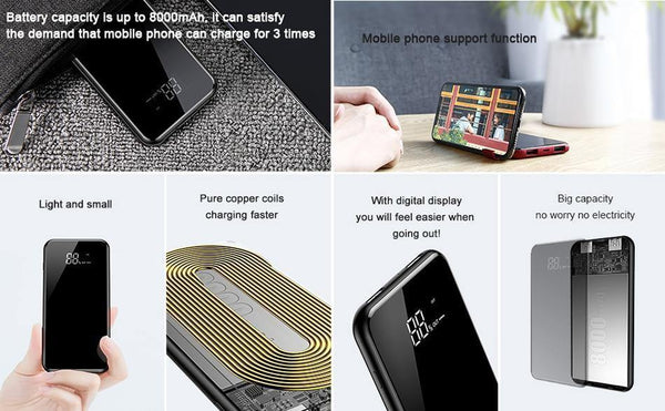 Planet Gates Baseus 8000mAh QI Wireless Charger Power Bank For iPhone Samsung Powerbank Dual USB Charger Wireless External Battery Pack Bank