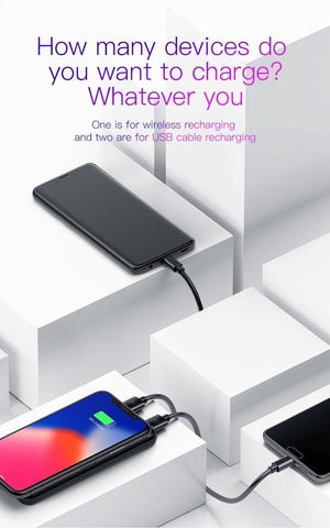 Planet Gates Baseus 8000mAh QI Wireless Charger Power Bank For iPhone XS Max Xiaomi LCD Dual USB External Battery Wireless Charging Powerbank