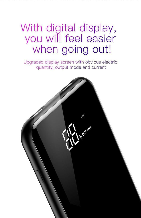 Planet Gates Baseus 8000mAh QI Wireless Charger Power Bank For iPhone XS Max Xiaomi LCD Dual USB External Battery Wireless Charging Powerbank