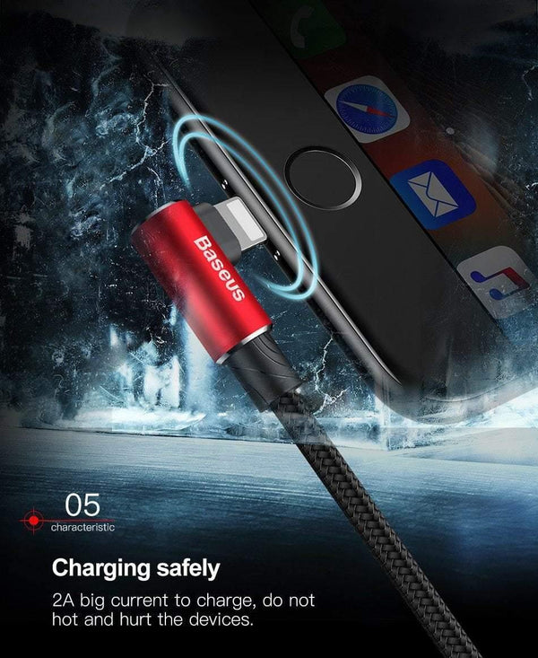 Planet Gates Baseus 90 Degree USB Cable For iPhone XS Max XR X 8 7 6 6s 5 5S iPad Fast Charging Charger Data Cord Adapter Mobile Phone Cable