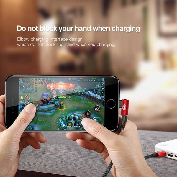 Planet Gates Baseus 90 Degree USB Cable For iPhone XS Max XR X 8 7 6 6s 5 5S iPad Fast Charging Charger Data Cord Adapter Mobile Phone Cable