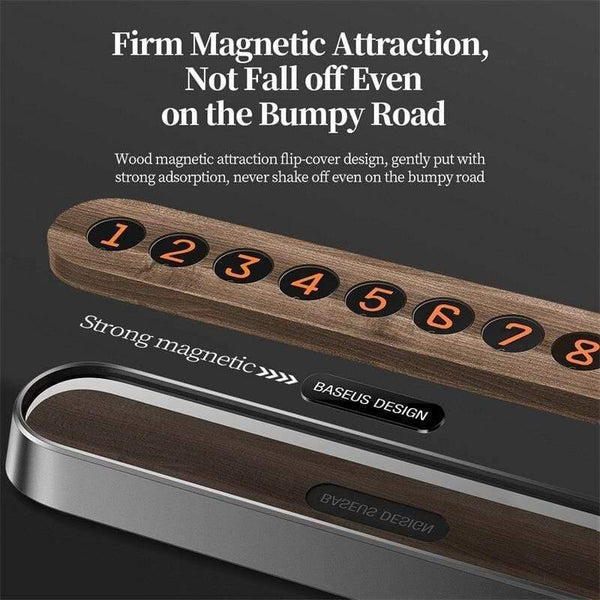 Baseus Alloy Car Temporary Parking Card Wooden Mobile Phone Number Card Magnet Flip Telephone Numbers Car Interior Accessories