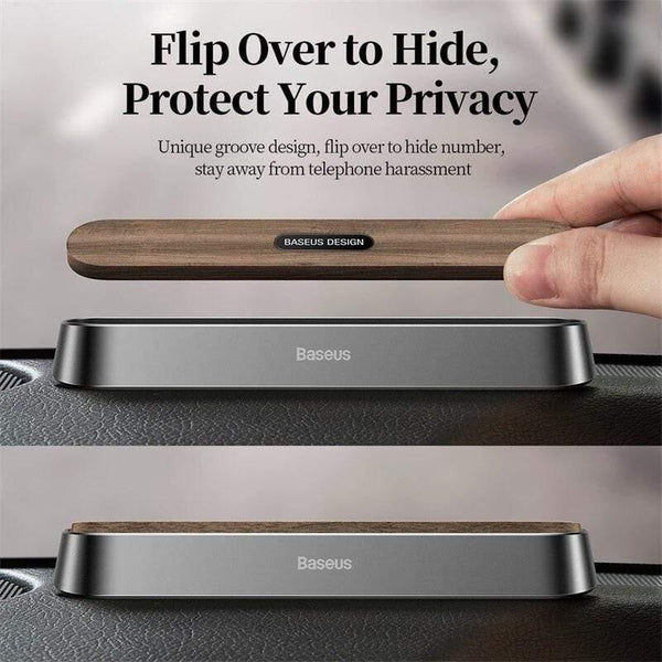 Baseus Alloy Car Temporary Parking Card Wooden Mobile Phone Number Card Magnet Flip Telephone Numbers Car Interior Accessories