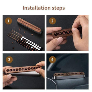 Baseus Alloy Car Temporary Parking Card Wooden Mobile Phone Number Card Magnet Flip Telephone Numbers Car Interior Accessories
