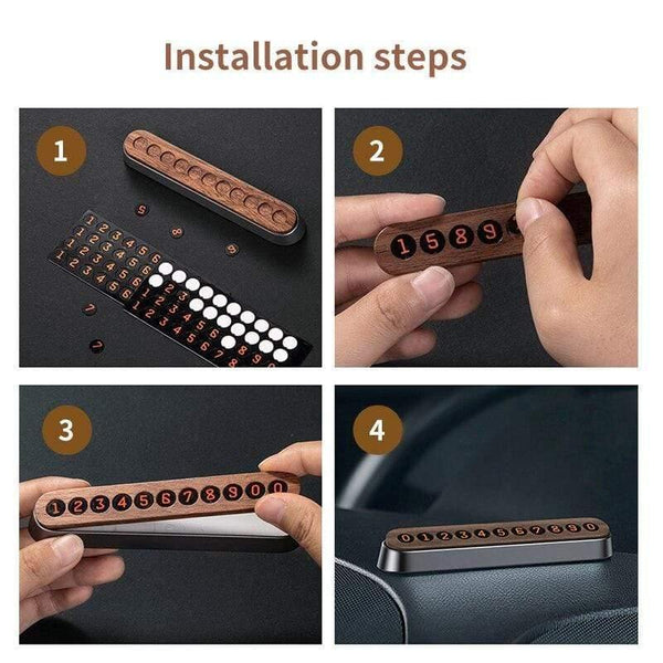 Baseus Alloy Car Temporary Parking Card Wooden Mobile Phone Number Card Magnet Flip Telephone Numbers Car Interior Accessories