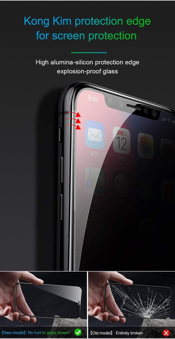 Planet Gates Baseus Anti Spy Screen Protector For iPhone X 0.3mm Full Coverage 9H Tempered Glass For iPhone X Protective Glass Film