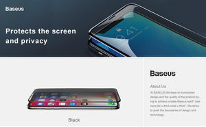 Planet Gates Baseus Anti Spy Screen Protector For iPhone Xs Xs Max XR 2018 Full Coverage Tempered Glass For iPhone Xs Xs Max Protective Glass