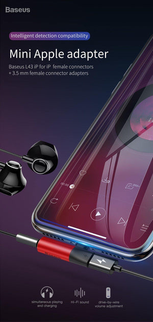 Baseus Audio Aux Adapter For iPhone XS Max XR X 8 7 Plus Splitter For Lightning to 3.5mm Jack Headphone Connector OTG Adapter - Planet Gates