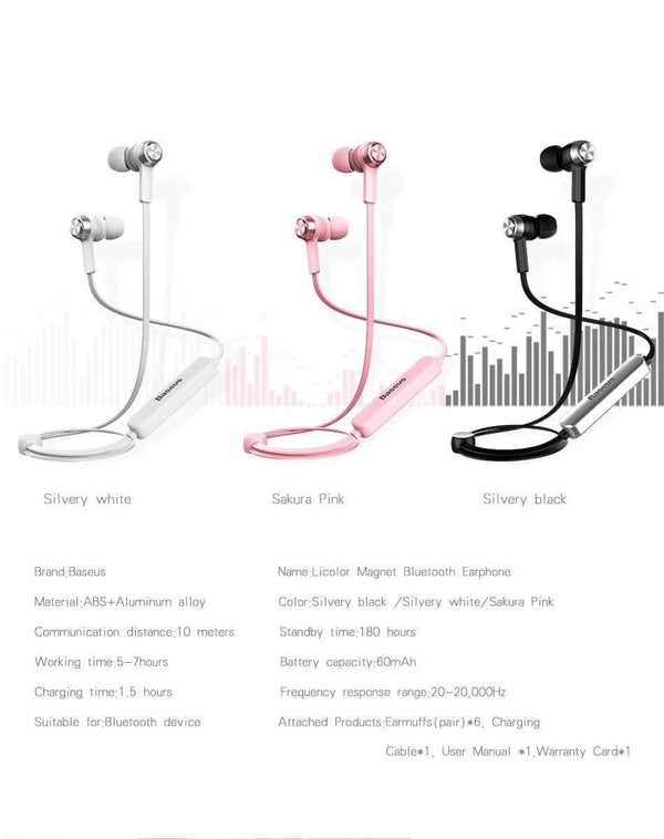 Planet Gates Baseus B11 Magnet Wireless Bluetooth Earphone Sport V4.1 Bluetooth Headset Headphone With Mic Stereo Earbuds For iPhone Xiaomi
