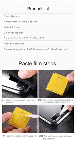 Planet Gates Baseus Back Camera Lens Tempered Glass For iPhone Xs Xs Max Camera Lens Protector Glass Film For iPhone Xs Xs Max 2018 9H Glass