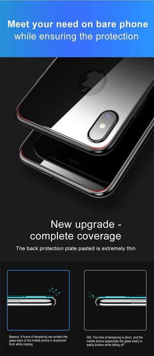 Planet Gates Baseus Back Screen Protector Tempered Glass For iPhone Xs Max Full Cover Rear Protection Toughened Glass Film For iPhoneXS Max