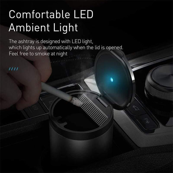 Baseus Car Ashtray Portable LED Light Cigarette Smoke Ashes Holder for Car Flame Retardant High Quality Ash tray Car Accessories