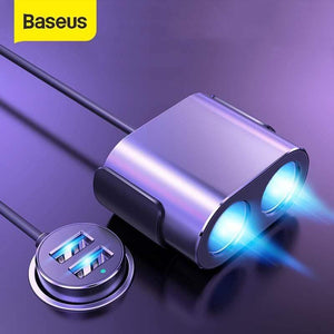 Baseus Car Charger Cigarette Lighter Socket Splitter Hub Power Adapter for iPhone Samsung Mobile Phone Expander Charger DVR GPS