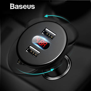 Planet Gates Baseus Car Charger Digital LED Display Mobile Phone Charger Dual USB Car Phone Charger for iPhone Samsung Tablet Travel Adapter