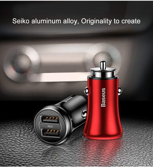 Planet Gates Baseus Car Charger Dual USB Car Charger Car-styling USB Charger for Mobile Phone Fast Car Phone Charger For Xiaomi Roidmi 3s