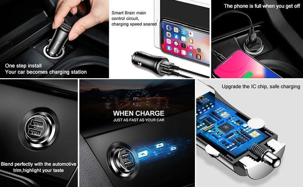 Planet Gates Baseus Car Charger Dual USB Car Charger Car-styling USB Charger for Mobile Phone Fast Car Phone Charger For Xiaomi Roidmi 3s