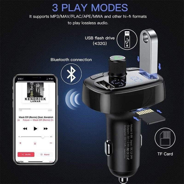 Baseus Car Charger FM Transmitter Aux Modulator Bluetooth Handsfree Car Audio MP3 Player 3.4A Fast Dual USB Mobile Phone Charger