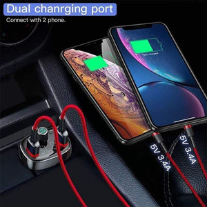 Baseus Car Charger FM Transmitter Aux Modulator Bluetooth Handsfree Car Audio MP3 Player 3.4A Fast Dual USB Mobile Phone Charger