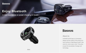 Planet Gates Baseus Car Charger for iPhone Mobile Phone Handsfree FM Transmitter Bluetooth Car Kit LCD MP3 Player Dual USB Car Phone Charger