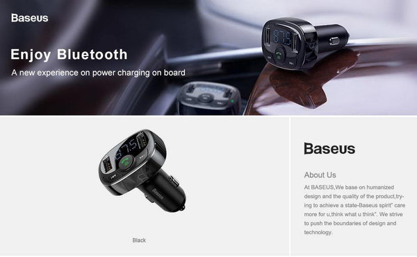 Planet Gates Baseus Car Charger for iPhone Mobile Phone Handsfree FM Transmitter Bluetooth Car Kit LCD MP3 Player Dual USB Car Phone Charger
