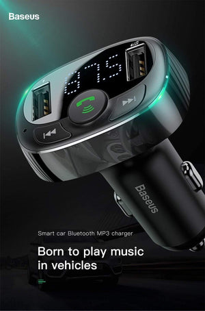 Planet Gates Baseus Car Charger for iPhone Mobile Phone Handsfree FM Transmitter Bluetooth Car Kit LCD MP3 Player Dual USB Car Phone Charger