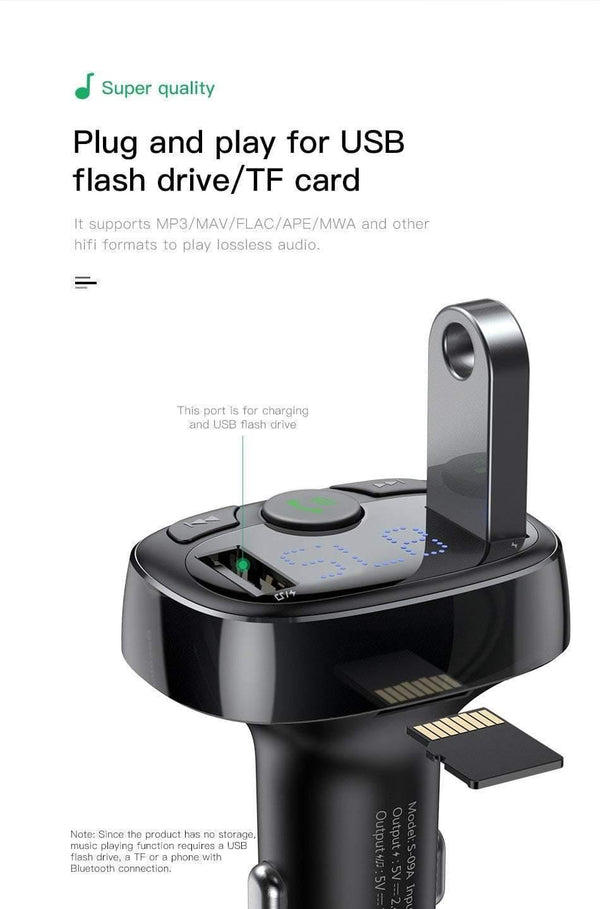 Planet Gates Baseus Car Charger for iPhone Mobile Phone Handsfree FM Transmitter Bluetooth Car Kit LCD MP3 Player Dual USB Car Phone Charger