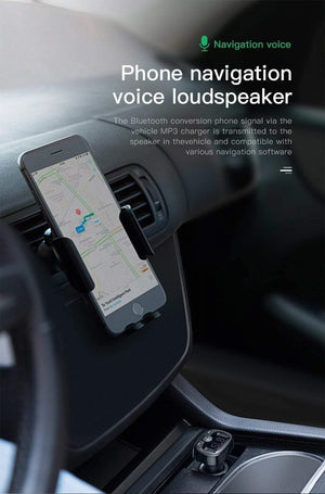 Planet Gates Baseus Car Charger for iPhone Mobile Phone Handsfree FM Transmitter Bluetooth Car Kit LCD MP3 Player Dual USB Car Phone Charger