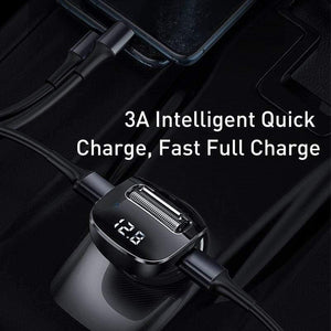 Baseus Car Charger for Mobile Phone FM Transmitter Aux Modulator Bluetooth 5.0 Handsfree Audio MP3 Player Dual USB Car Charger (Black)