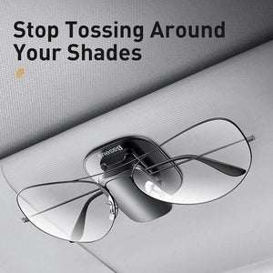 Baseus Car Glasses Case Auto Sun Visor Glasses Holder Sunglasses Clip Card Ticket Holder Pen Case Clip Box Universal Accessories